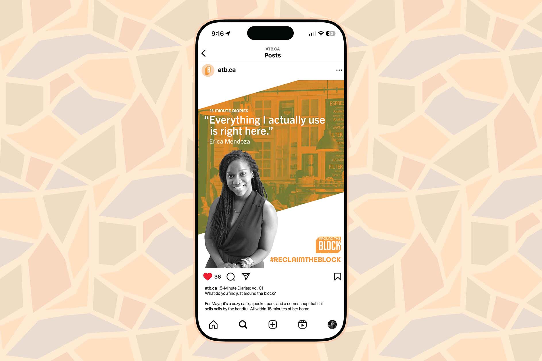 Instagram post with a photo featuring an interview with a community member